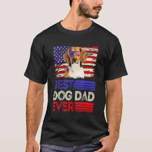 Mens Best Beagle Dad Ever American Flag Patriotic T-Shirt