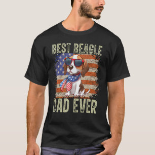 Mens Best Beagle Dad Ever Dog  American Flag Fathe T-Shirt