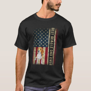 Mens Best Beagle Dad Ever Dog Lover American Flag  T-Shirt