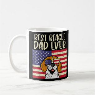 Mens Best Beagle Dad Ever Flag Patriotic Dog Fath Coffee Mug