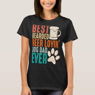Mens Best Bearded Beer Lovin Dog Dad Vintage 2 T-Shirt