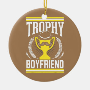 Mens Best Bearded Boyfriend Trophy Moustache  Ceramic Ornament