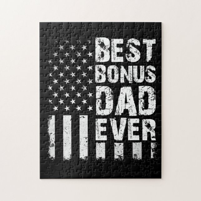 Mens Best Bonus Dad Ever American Flag Father's Da Jigsaw Puzzle (Vertical)
