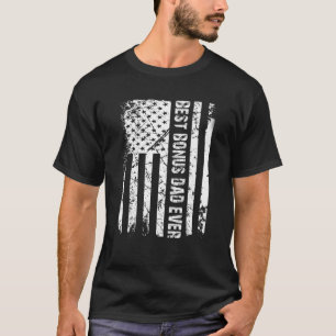Mens Best Bonus Dad Ever American Flag Father's Da T-Shirt