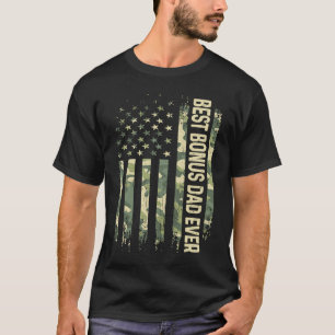 Mens Best Bonus Dad Ever Camo American Flag Father T-Shirt