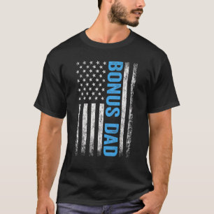 Mens Best Bonus Dad Ever Us American Flag For Fat T-Shirt