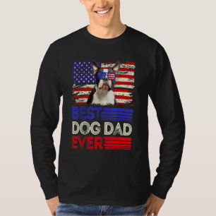Mens Best Boston Terrier Dad Ever American Flag Pa T-Shirt