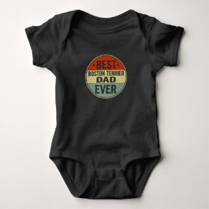 Mens Best Boston Terrier Dad Ever Retro Style Cool Baby Bodysuit