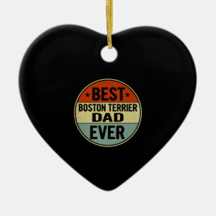 Mens Best Boston Terrier Dad Ever Retro Style Cool Ceramic Ornament
