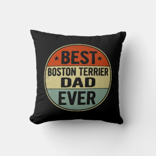 Mens Best Boston Terrier Dad Ever Retro Style Cool Cushion