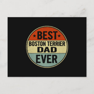 Mens Best Boston Terrier Dad Ever Retro Style Cool Holiday Postcard