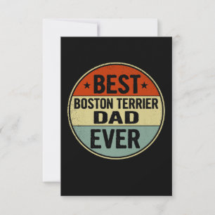 Mens Best Boston Terrier Dad Ever Retro Style Cool RSVP Card