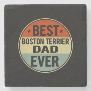 Mens Best Boston Terrier Dad Ever Retro Style Cool Stone Coaster