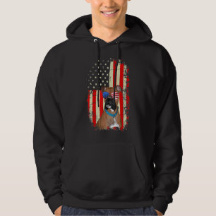 Mens Best Boxer Dad Ever Dog American Flag Hoodie