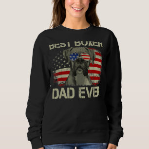 Mens Best Boxer Dad Ever  Dog  American Flag Sweatshirt