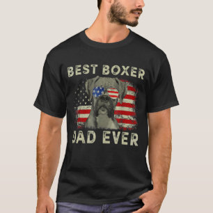Mens Best Boxer Dad Ever Dog Lover American Flag T-Shirt