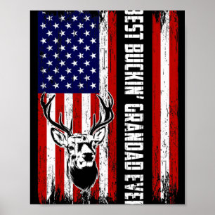 Mens Best Buckin Grandad Ever Shirt Deer Hunting B Poster