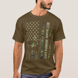 Mens Best Buckin Grandpa Ever Camo American Flag T-Shirt