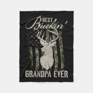 Mens Best Buckin' Grandpa Ever Hunter Camouflage C Fleece Blanket