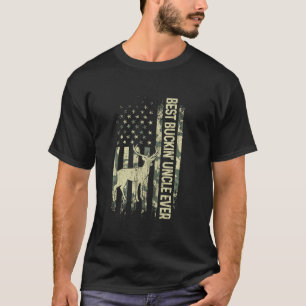 Mens Best Buckin Uncle Ever Camo American Flag Fat T-Shirt