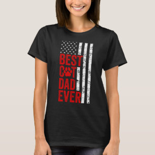 Mens Best Cat Dad Ever American Flag Cat   Fathers T-Shirt