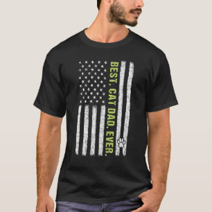 Mens Best Cat Dad Ever American Flag Father's Day T-Shirt