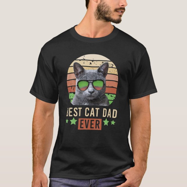 Mens Best Cat Dad Ever British Shorthair Russian B T-Shirt (Front)