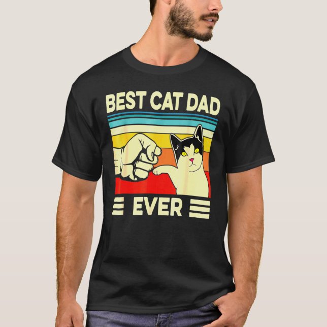 Mens Best Cat Dad Ever Daddy Father Day Plus Size T-Shirt (Front)