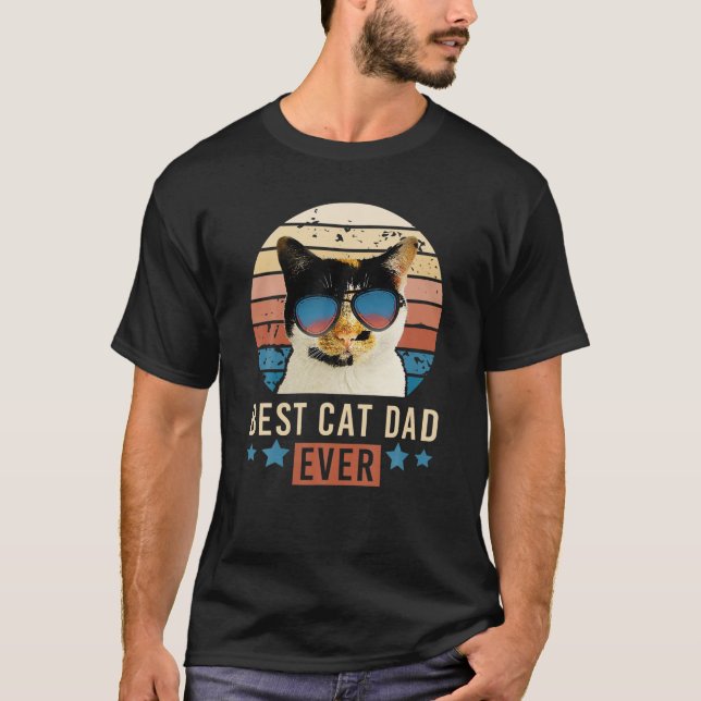 Mens Best Cat Dad Ever Lucky Cat Tortoiseshell Pap T-Shirt (Front)