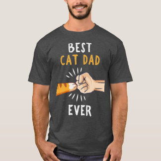 Mens Best Cat Dad Ever  Paw Fist Bump  T-Shirt