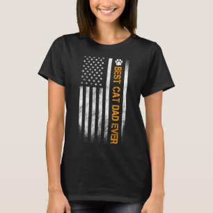 Mens Best Cat Dad Ever Us American Flag Father's D T-Shirt
