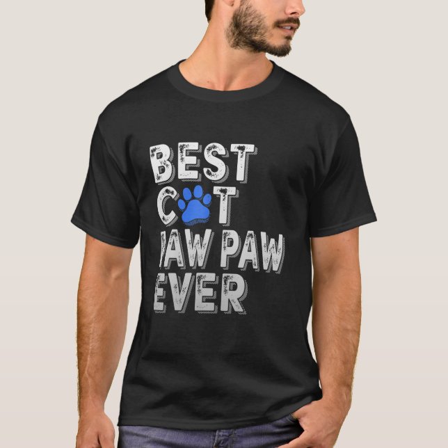 Mens Best Cat Paw Paw Ever Tee Funny Family Father (Front)