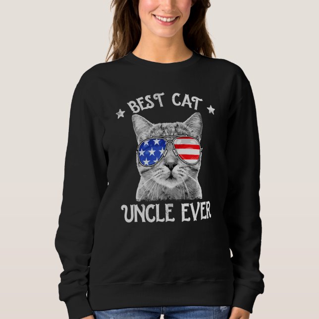 Mens Best Cat Uncle Ever American Flag Patriotic 4 Sweatshirt (Front)