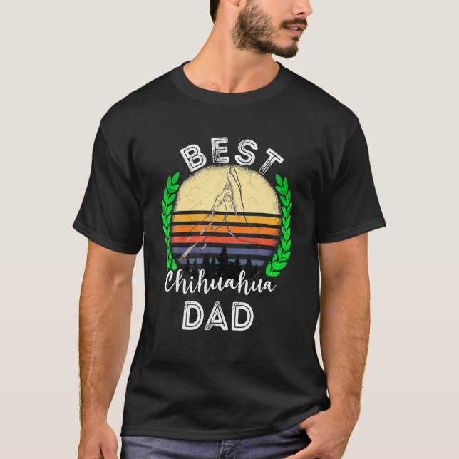Mens Best Chihuahua Dad Retro Sunset Pet Chi Dog B T-Shirt (Front)