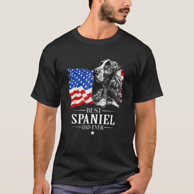Mens Best Cocker Spaniel Dad Ever American Flag Fa T-Shirt (Front)