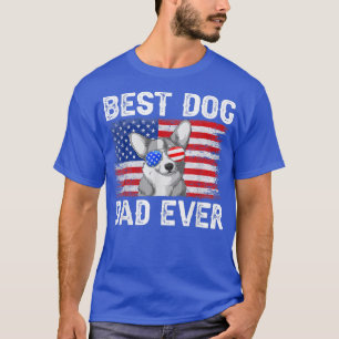Mens Best Corgi Dad Ever American Flag 4th of July T-Shirt
