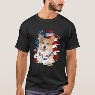 Mens Best Corgi Dad Ever American Flag Dog Father  T-Shirt