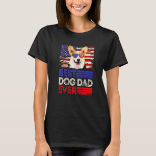 Mens Best Corgi Dad Ever American Flag Patriotic T-Shirt