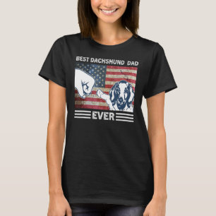Mens Best Dachshund Dad Ever American Flag 4th Of T-Shirt
