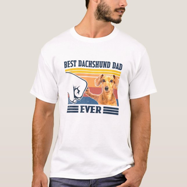 Mens Best Dachshund Dad Ever Gift Funny Dog Lover T-Shirt (Front)