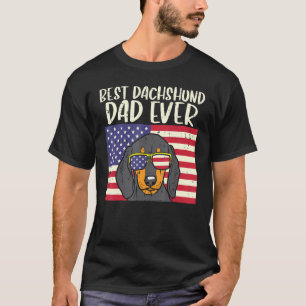 Mens Best Dachshund Dad Flag Wiener Weiner Dog Pat T-Shirt