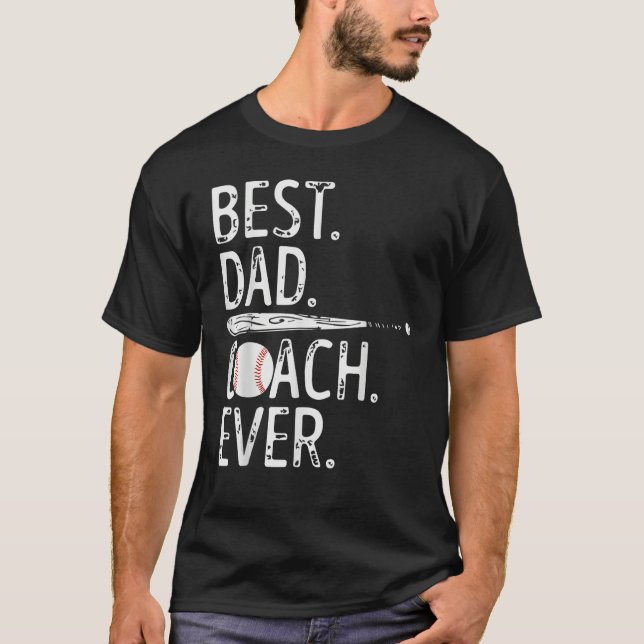 Mens Best Dad Coach Ever Baseball Patriotic For Fa T-Shirt (Front)