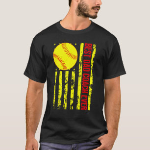 Mens Best Dad Coach Ever Father's Day Softball Dad T-Shirt
