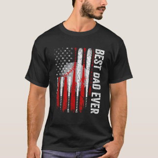 Mens Best Dad Ever American Flag Coach Softball Da T-Shirt