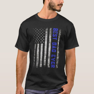 Mens Best Dad Ever American Flag Police For Father T-Shirt