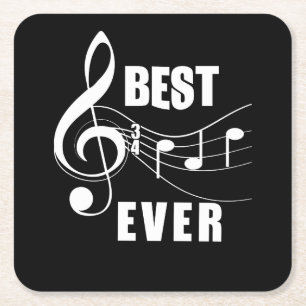 Mens Best Dad Ever Funny Music Note Fathers Day Square Paper Coaster