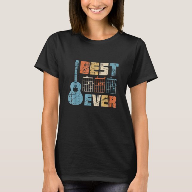 Mens Best Dad Ever Music Notes Guitar Chords Music T-Shirt (Front)