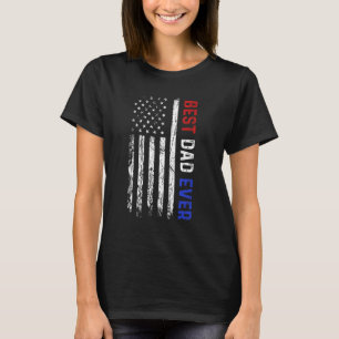 Mens Best Dad Ever Red White Blue US Flag Father T-Shirt