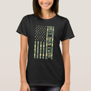 Mens Best Dad Ever Us American Flag Camo Fathers D T-Shirt