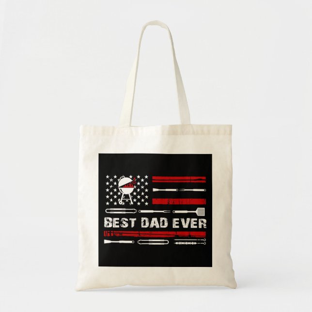 Mens Best Dad EverBBQ Grill Grilling Tote Bag (Front)